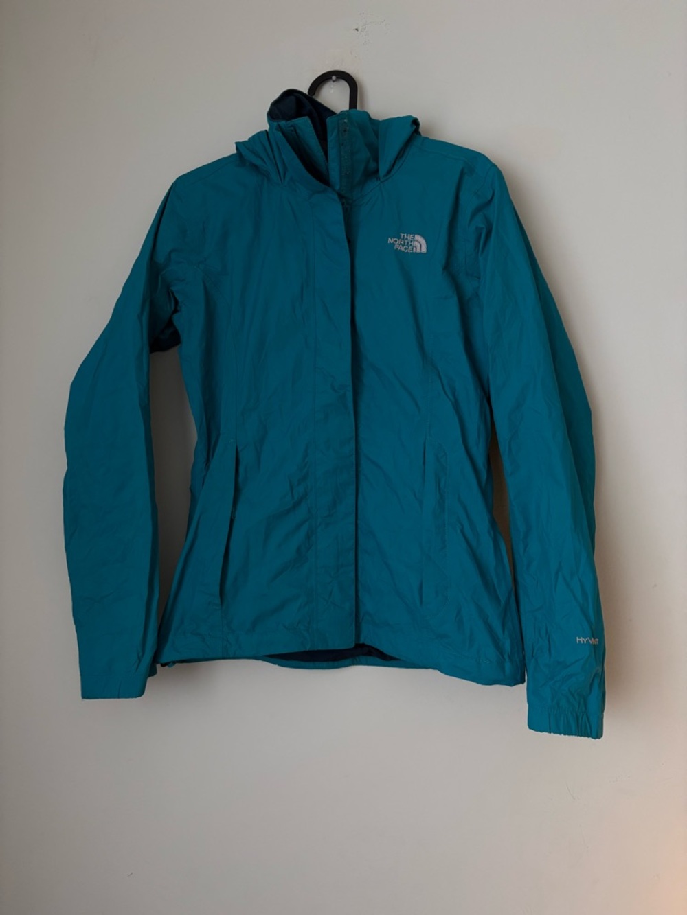 The North Face Women's Blue Teal Hooded rain / Wind Breaker light Jacket XS